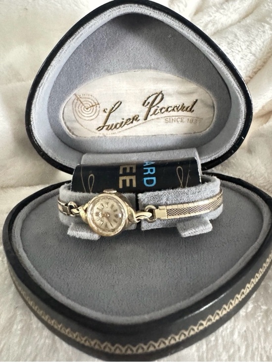 Lucien Piccard Other - Vintage Lucien Piccard 14K Gold Ladies Cocktail Watch & Heart-Shaped Gold Box